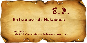 Balassovich Makabeus névjegykártya
